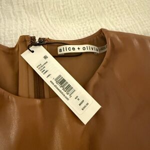 NWT Alice + Olivia Camel Faux Leather Dress